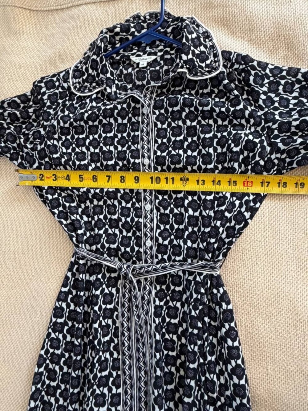 Max Studio London XS Black White Floral Midi Shirt Dress Button Front Belted - Picture 6 of 9